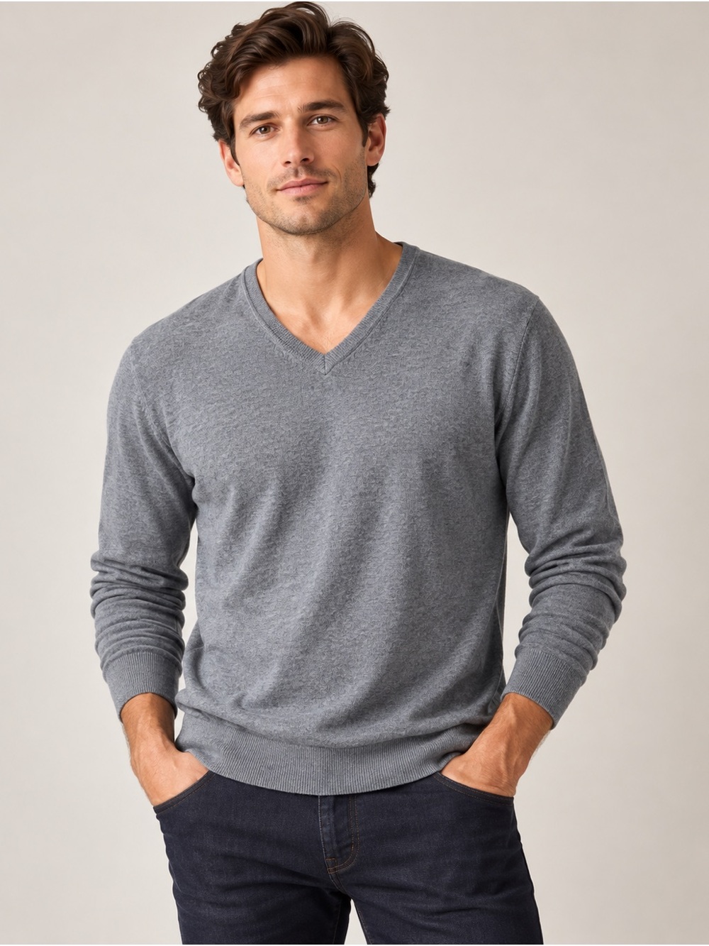 Banana Republic Luxury Blend Men’s L Gray Silk Cashmere V-Neck Sweater